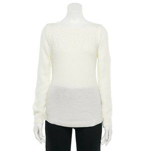 WOMEN'S  SIZE SM Cable-Knit Yoke Boatneck Sweater